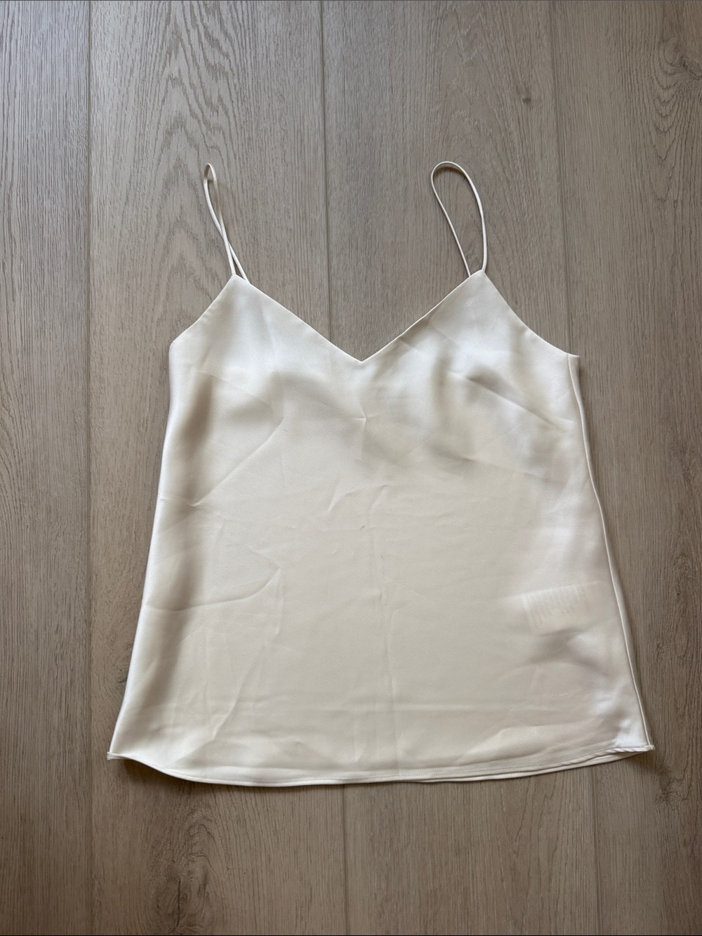 Club Monaco Women's Cream V-Neck Satin Camisole Top